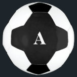 Monogram Initials Custom Name Black White Gift Pla Soccer Ball<br><div class="desc">Monogrammed initial template designed with simple,  elegant and trendy black and white background!</div>