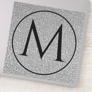 Monogram Initials Custom Name Black White Glitter