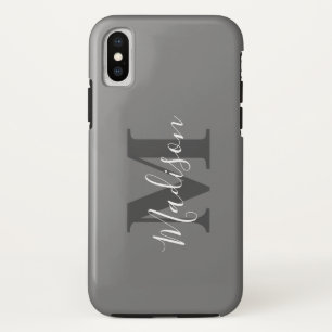 Monogram Initials Custom Name Gray White Gift Case-Mate iPhone Case