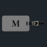 Monogram Initials Custom Name Grey Black Gift Luggage Tag<br><div class="desc">Monogrammed initial and also personal details like name,  address,  phone number and email all of which you can edit. Designed with solid grey colour background with black colour texts,  you can change both the colours if you wish.</div>