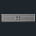 Monogram Initials Custom Name Grey White Gift<br><div class="desc">Monogrammed initial and custom name templates which you can edit. Designed with solid grey colour background with white colour texts,  you can change both the colours if you wish.</div>