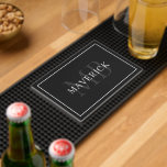 Monogram Initials Custom Name Home Bar Mat Barware<br><div class="desc">This stylish, contemporary personalised home bar mat features your name and monogrammed initials in elegant, minimalist grey typography, set within a grey rectangular border. Simply input your details in the personalisation field to create your own unique home bar mat. It serves as an ideal personalised gift for those seeking a...</div>