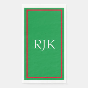 Monogram Initials Custom Name Red Green 2023 Napkin