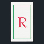Monogram Initials Custom Name Red Green White Cool Napkin<br><div class="desc">Designed with text template for monogrammed initial which you can customise!</div>