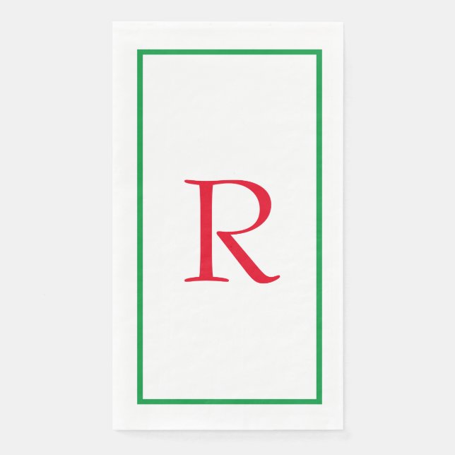 Monogram Initials Custom Name Red Green White Cool Napkin (Front)