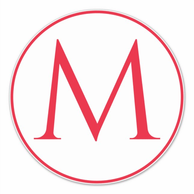 Monogram Initials Custom Name Red White (Front)