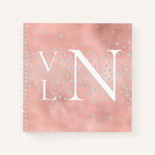 Monogram Initials Customised Peach Notebook