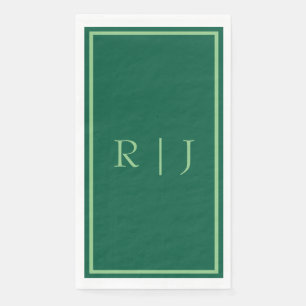 Monogram Initials Dark Green Sage Cool Wedding Napkin