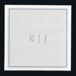 Monogram Initials Dusty Blue Grey Grey Wedding Napkin<br><div class="desc">Designed with text template for monogrammed initials which you can customise!</div>