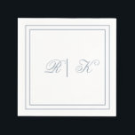 Monogram Initials Dusty Blue Minimal Wedding Napkin<br><div class="desc">Designed with text template for monogrammed initials which you can customise!</div>