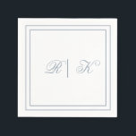 Monogram Initials Dusty Blue Minimal Wedding Napkin<br><div class="desc">Designed with text template for monogrammed initials which you can customise!</div>