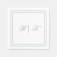 Monogram Initials Dusty Blue Minimal Wedding