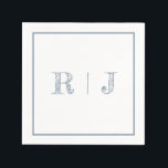 Monogram Initials Dusty Blue Modern Wedding Napkin<br><div class="desc">Designed with text template for monogrammed initials which you can customise!</div>