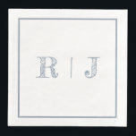 Monogram Initials Dusty Blue Modern Wedding Napkin<br><div class="desc">Designed with text template for monogrammed initials which you can customise!</div>