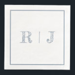 Monogram Initials Dusty Blue Modern Wedding Napkin<br><div class="desc">Designed with text template for monogrammed initials which you can customise!</div>