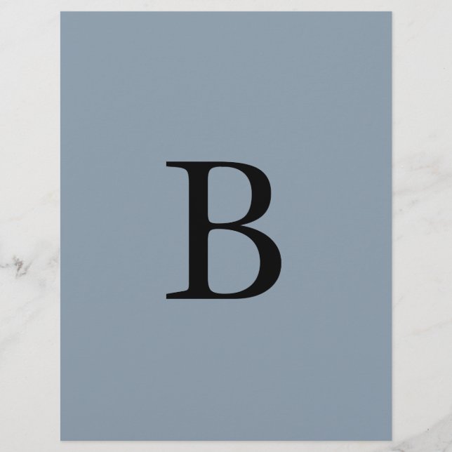 Monogram Initials Dusty Blue Weddings Bridal Party Custom Letterhead (Front)