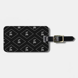 Monogram Initials Geometric Pattern Black Luggage Tag