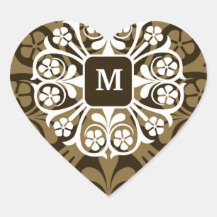 Monogram Initials Gold Heart Stickers