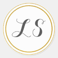 Monogram Initials | Gold & White Circle Border