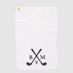 Monogram Initials Golf Clubs Theme Modern Elegant Towel