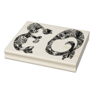 Monogram Initials in Cat English Language Rubber Stamp