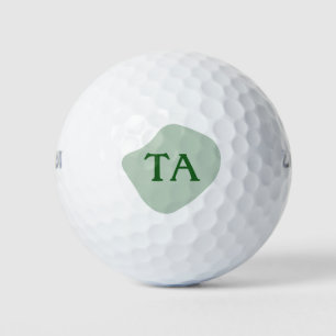 Monogram Initials in Green on Color Bubble Golf Balls