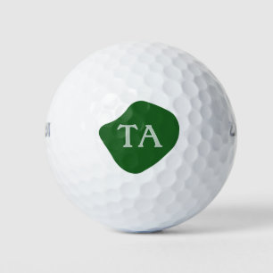 Monogram Initials in Green on Dark Bubble Golf Balls