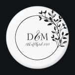 Monogram Initials Laurel Branch Wedding Logo Magnet<br><div class="desc">Wedding magnet,  features romantic laurel branch draped over a round branded wedding logo.  Customise with your monogram and initials,  along with date of event.</div>
