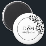 Monogram Initials Laurel Branch Wedding Logo Magnet<br><div class="desc">Wedding magnet,  features romantic laurel branch draped over a round branded wedding logo.  Customise with your monogram and initials,  along with date of event.</div>