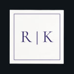 Monogram Initials Letters Deep Navy Blue Wedding Napkin<br><div class="desc">Designed with text template for monogrammed initials which you can customise!</div>