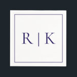 Monogram Initials Letters Deep Navy Blue Wedding Napkin<br><div class="desc">Designed with text template for monogrammed initials which you can customise!</div>