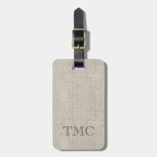 Monogram Initials Linen Fabric Travel Classic Luggage Tag