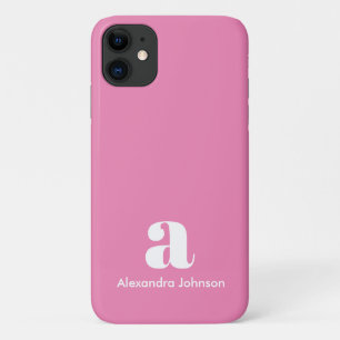 Monogram Initials Minimal Simple Pink Modern Case-Mate iPhone Case