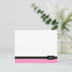 Monogram Initials Modern Band Pink Black Feminine Card