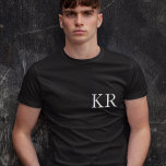 Monogram Initials | Modern Black Elegant T-Shirt<br><div class="desc">Simple,  stylish custom initial letter monogram men's t-shirt in modern minimalist typography in black and white. A perfect custom gift or fashion accessory with a personal touch!</div>