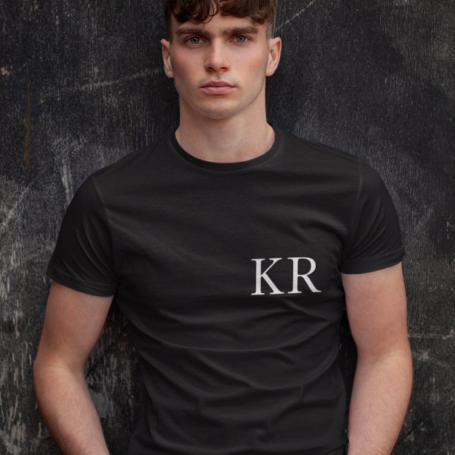 Monogram Initials | Modern Black Elegant T-Shirt (Creator Uploaded)