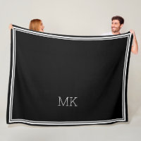 Monogram Initials Modern Minimal Frame Black White
