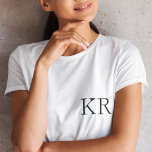 Monogram Initials | Modern Stylish Trendy T-Shirt<br><div class="desc">Simple,  stylish custom initial letter monogram women's t-shirt in modern minimalist typography in black. A perfect custom gift or fashion accessory with a personal touch!</div>