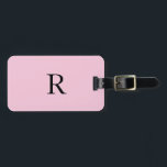 Monogram Initials Name Black Pastel Pink Gift Cute Luggage Tag<br><div class="desc">Monogrammed initial and also personal details like name,  address,  phone number and email all of which you can edit. Designed with solid pastel pink background with black colour texts,  you can change both the colours if you wish.</div>