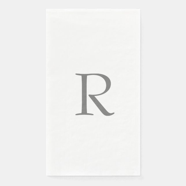 Monogram Initials Name Grey Grey White Napkin (Front)