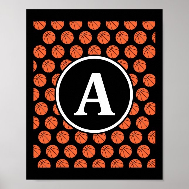 Monogram Initials Name Letter A Sketll Pattern Spo Poster (Front)