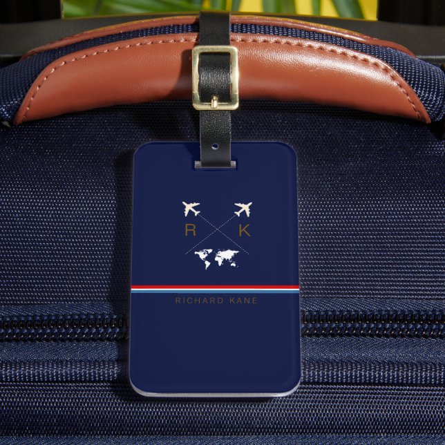 Monogram (initials + name) / monogrammed travel luggage tag (Front Insitu 2)