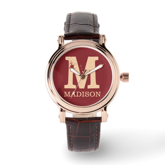 Monogram initials name personalised  watch (Front)