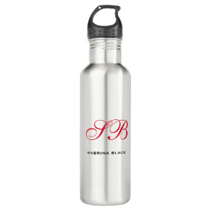 Monogram Initials Name Plain Modern Minimalist 710 Ml Water Bottle