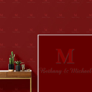 Monogram Initials & Name(s) Maroon on Dark Red Wallpaper