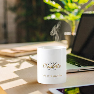 Monogram initials name script elegant  coffee mug