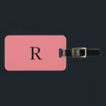 Monogram Initials Name Template Black Salmon Pink Luggage Tag<br><div class="desc">Monogrammed initial and also personal details like name,  address,  phone number and email all of which you can edit. Designed with solid salmon pink background with black colour texts,  you can change both the colours if you wish.</div>