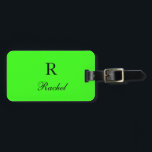 Monogram Initials Name Templates Neon Green Modern Luggage Tag<br><div class="desc">Monogrammed initial and also personal details like name,  address,  phone number and email all of which you can edit. Designed with attractive solid neon green color background,  you can change the color if you wish. Cool travel gift idea for him or her.</div>