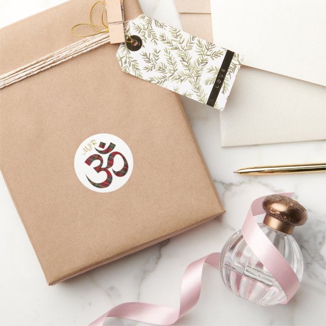 Monogram Initials Om Symbol 1.5-in Round Sticker (Gifting)