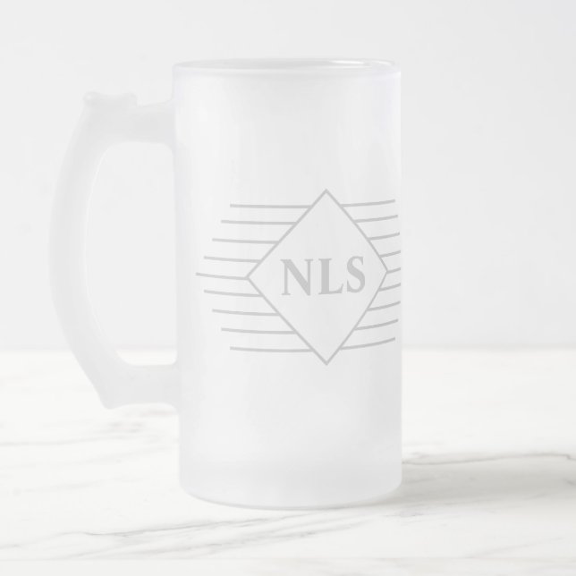 Monogram Initials on a  Frosted Glass Beer Mug (Left)